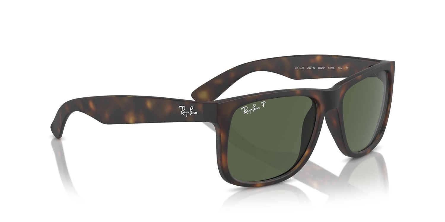 Sonnenbrillen Ray-Ban Justin RB 4165 (865/9A) farbe havana form quadratisch gläser verde scuro