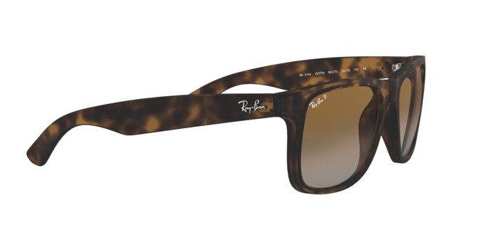 Sunglasses Ray-Ban Justin RB 4165 (865/T5) color havana rubber shape rectangle lenses polar brown gradient