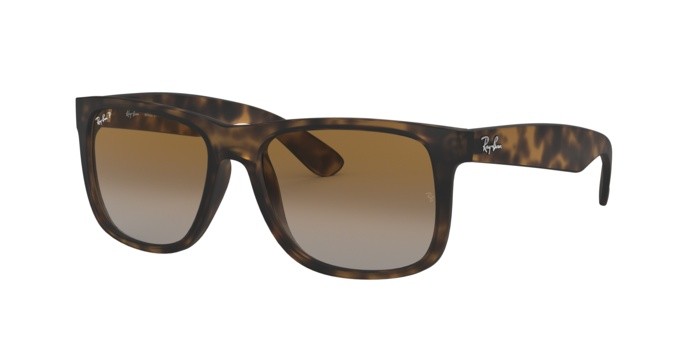 Sunglasses Ray-Ban Justin RB 4165 (865/T5) color havana rubber shape rectangle lenses polar brown gradient