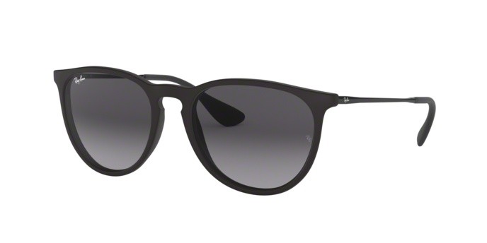 Sunglasses Ray-Ban Erika RB 4171 (622/8G) color rubber black shape aviator lenses light grey gradient dark grey