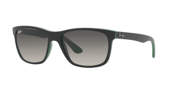 Sonnenbrillen Ray-Ban RB 4181 (656811) farbe matte black on green form quadratisch gläser grey gradient