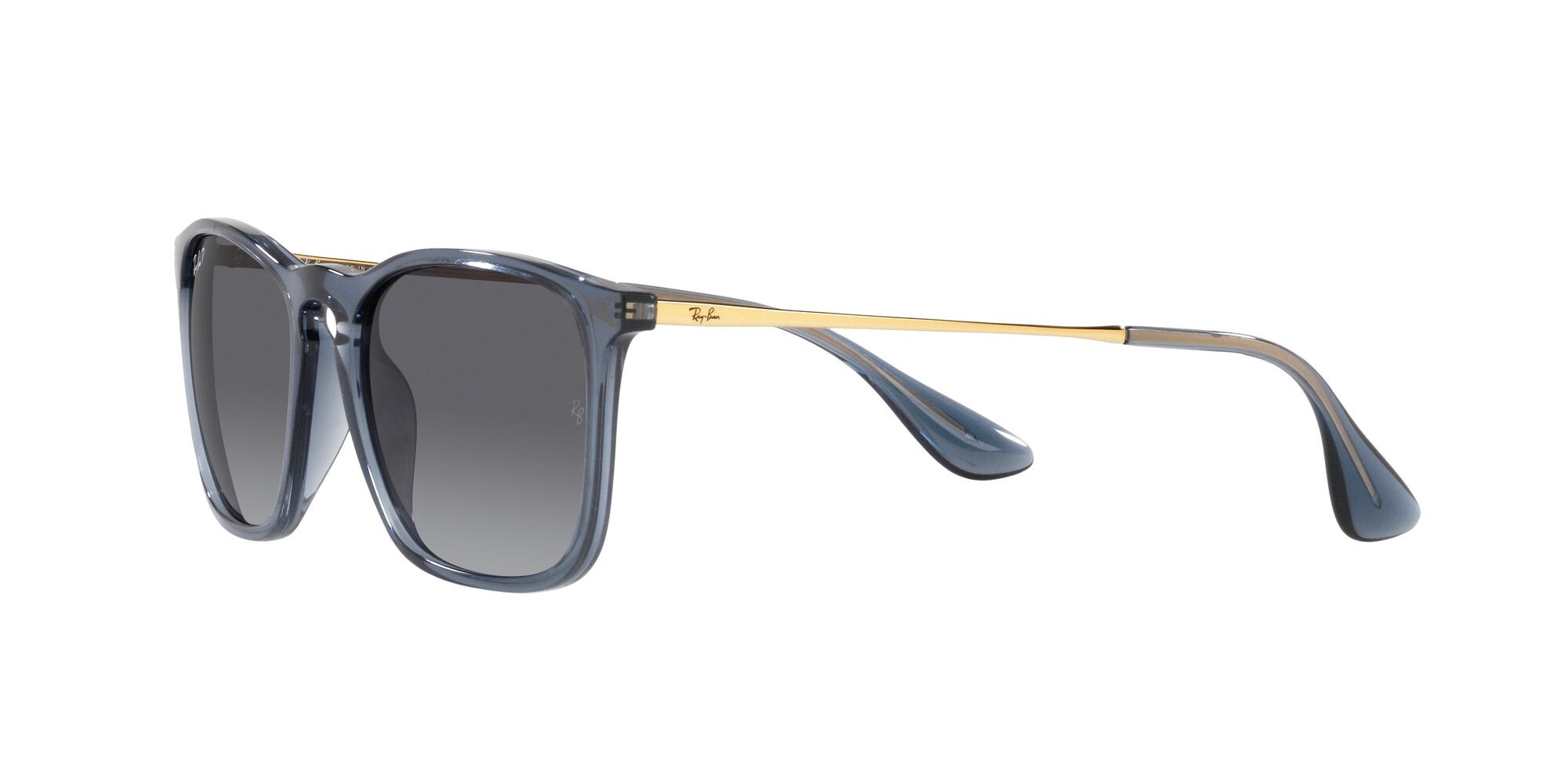 Sonnenbrillen Ray-Ban Chris RB 4187 (6592T3) farbe blu trasparente form quadratisch gläser sfumato grigio