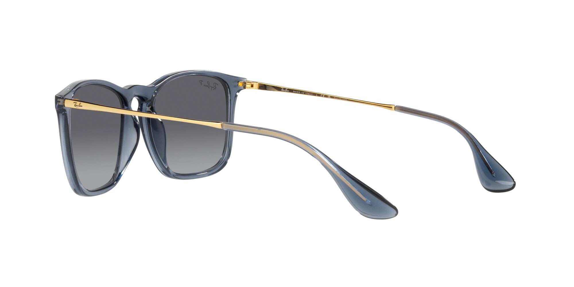 Sonnenbrillen Ray-Ban Chris RB 4187 (6592T3) farbe blu trasparente form quadratisch gläser sfumato grigio