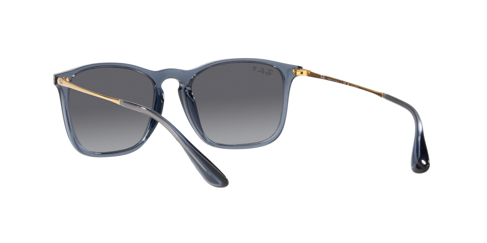 Sonnenbrillen Ray-Ban Chris RB 4187 (6592T3) farbe blu trasparente form quadratisch gläser sfumato grigio