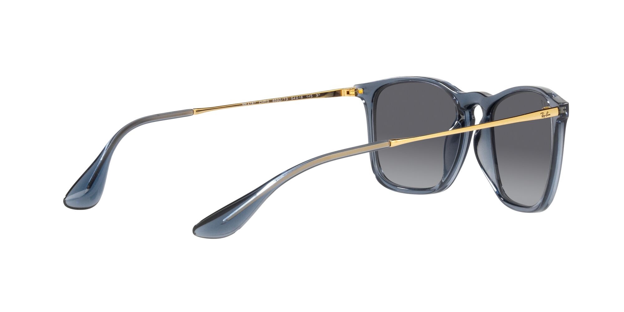 Sonnenbrillen Ray-Ban Chris RB 4187 (6592T3) farbe blu trasparente form quadratisch gläser sfumato grigio