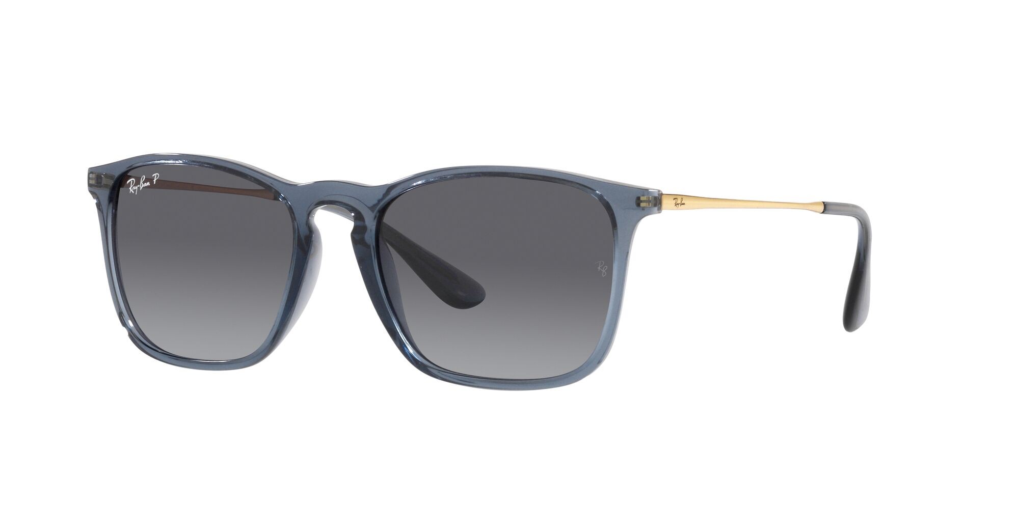 Sonnenbrillen Ray-Ban Chris RB 4187 (6592T3) farbe blu trasparente form quadratisch gläser sfumato grigio