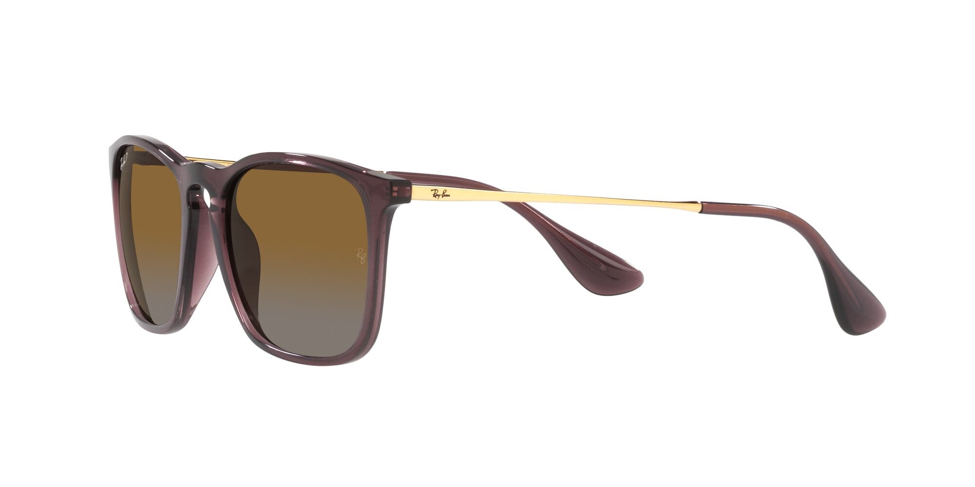 Sonnenbrillen Ray-Ban Chris RB 4187 (6593T5) farbe marrone trasparente form quadratisch gläser grigio sfumato marrone