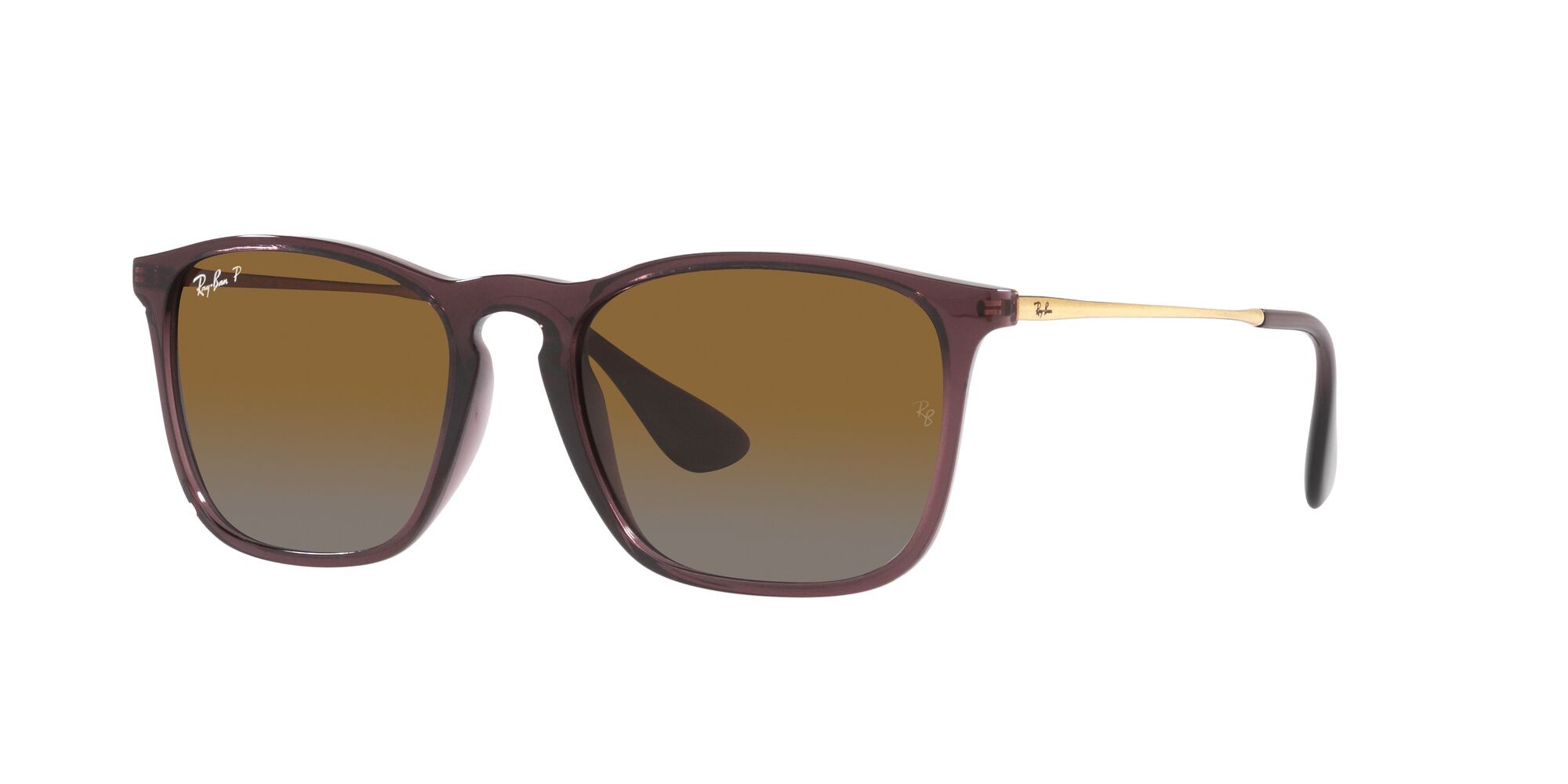 Sonnenbrillen Ray-Ban Chris RB 4187 (6593T5) farbe marrone trasparente form quadratisch gläser grigio sfumato marrone
