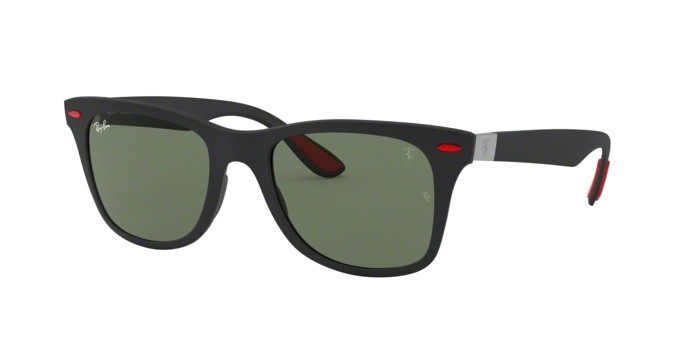 Sonnenbrillen Ray-Ban Scuderia Ferrari Collection RB 4195M (F60271) farbe matte black form quadratisch gläser dark green