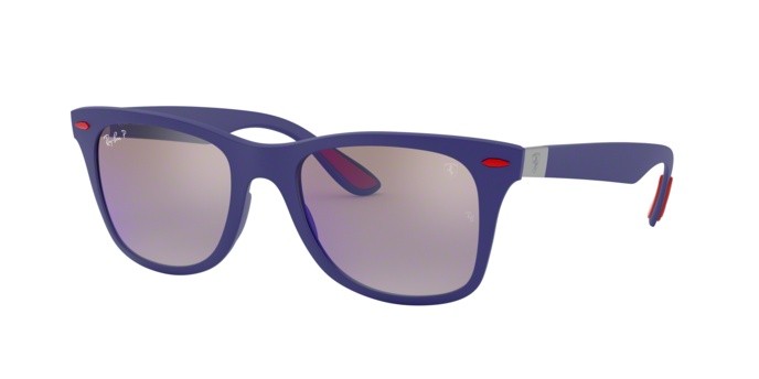 Sonnenbrillen Ray-Ban Scuderia Ferrari Collection RB 4195M (F604H0) farbe matte blue form quadratisch gläser grey mir blue polar
