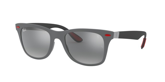 Sonnenbrillen Ray-Ban Scuderia Ferrari Collection RB 4195M (F6056G) farbe matte grey form quadratisch gläser grey mirror silver