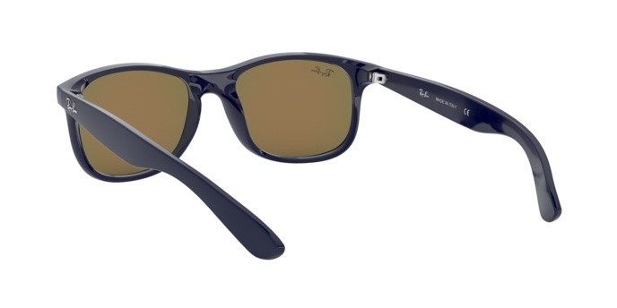 Occhiali da sole Ray-Ban Andy RB 4202 (615355) colore shiny blue on matte top forma rettangolare lenti green mirror blue