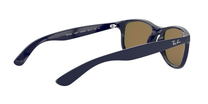 Occhiali da sole Ray-Ban Andy RB 4202 (615355) colore shiny blue on matte top forma rettangolare lenti green mirror blue