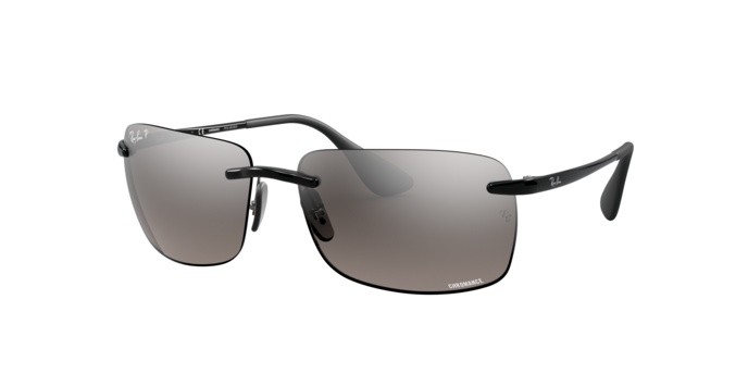 Sonnenbrillen Ray-Ban Chromance RB 4255 (601/5J) farbe shiny black form quadratisch gläser grey mirror silver polar