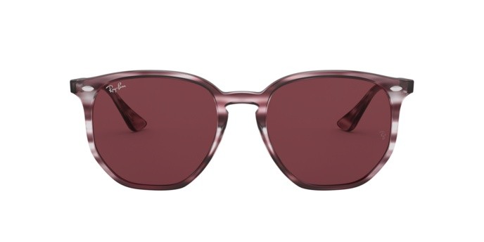 Sunglasses Ray-Ban RB 4306 (643175) color striped bordeaux havana shape irregular lenses dark violet