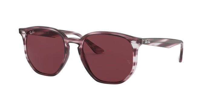 Sunglasses Ray-Ban RB 4306 (643175) color striped bordeaux havana shape irregular lenses dark violet