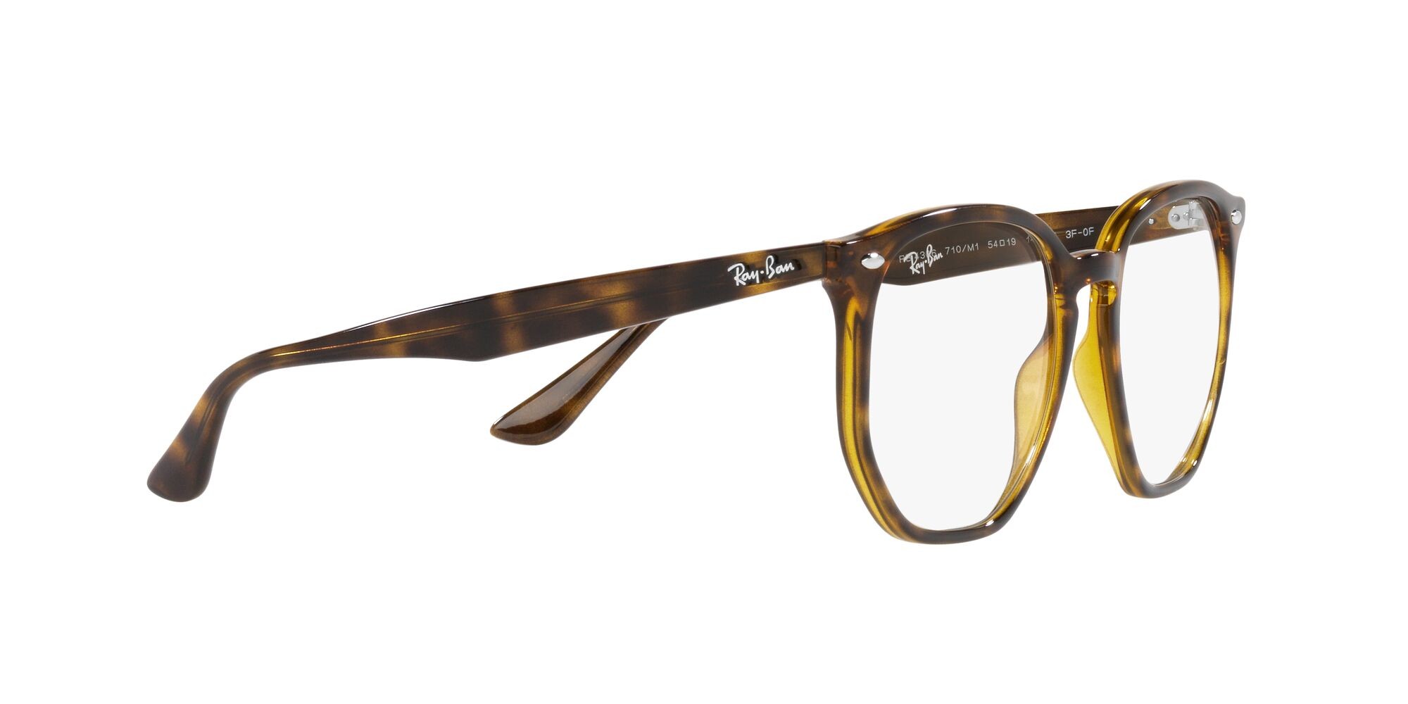 Sunglasses Ray-Ban RB 4306 (710/M1) color havana chiaro shape irregular lenses transitions® g-15 trasparente/verde