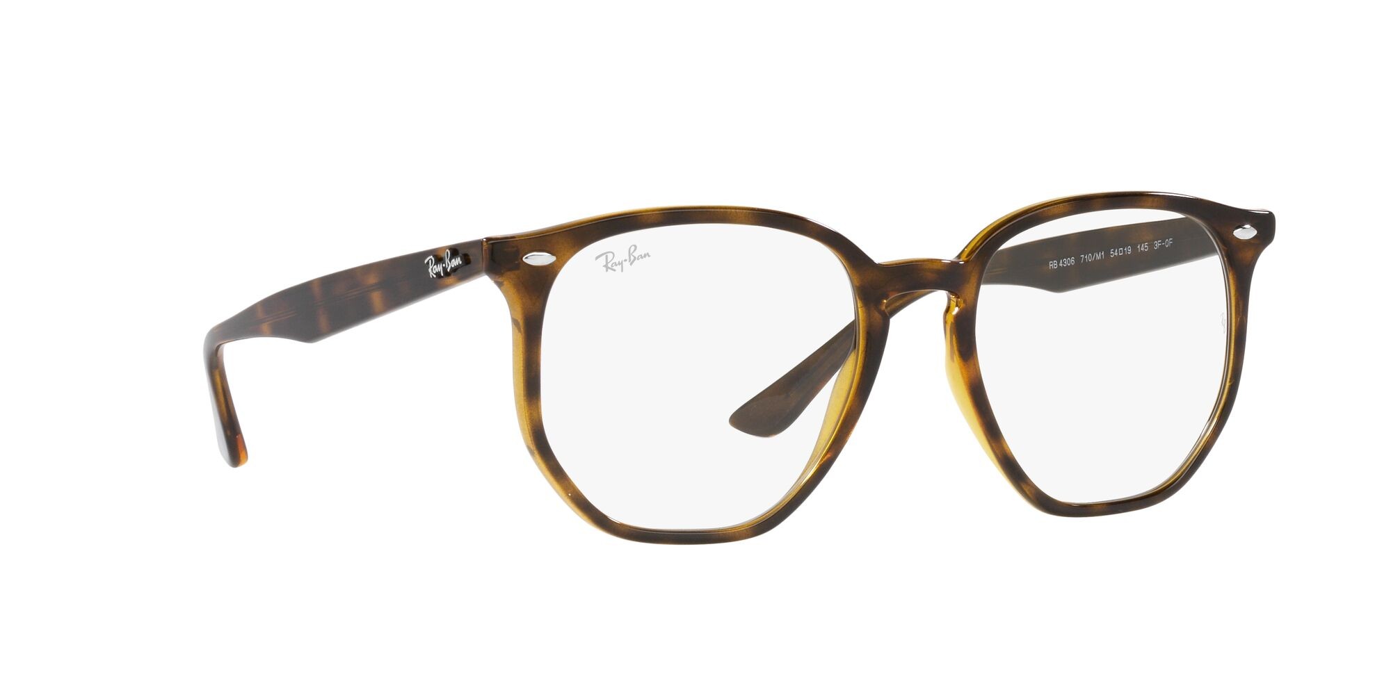 Sunglasses Ray-Ban RB 4306 (710/M1) color havana chiaro shape irregular lenses transitions® g-15 trasparente/verde