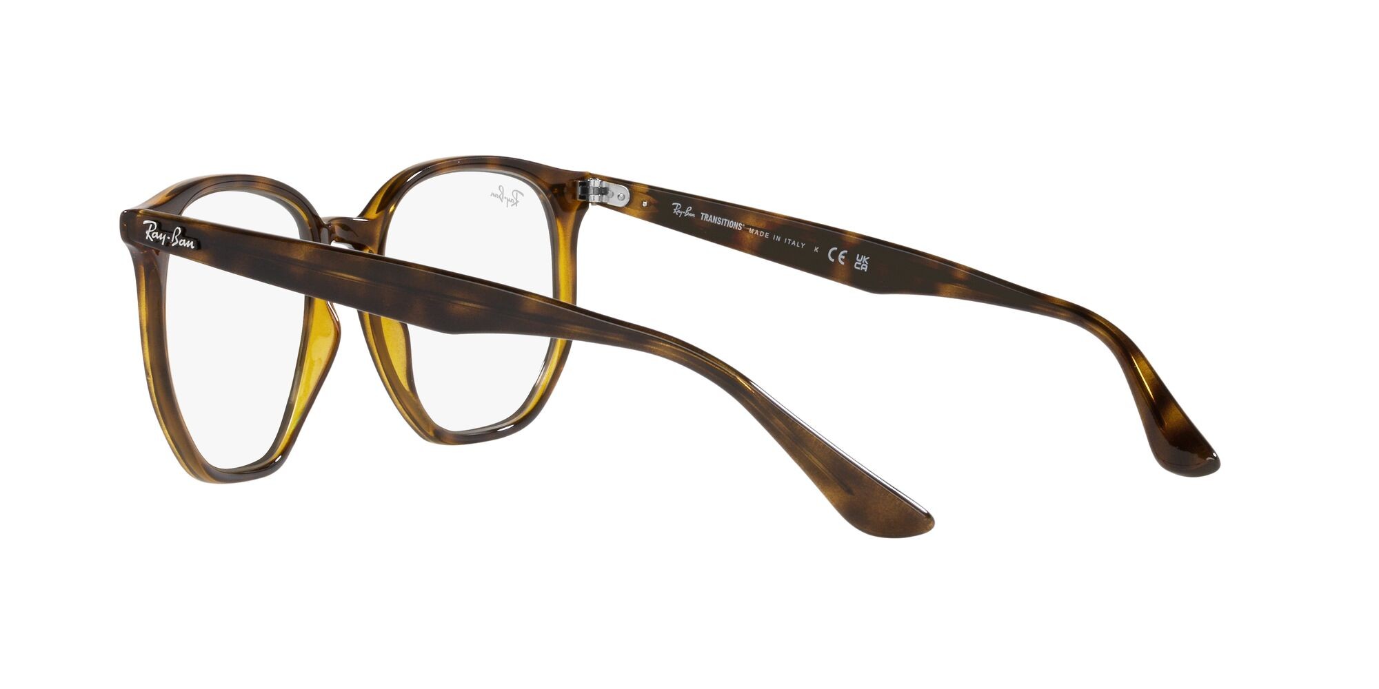 Sunglasses Ray-Ban RB 4306 (710/M1) color havana chiaro shape irregular lenses transitions® g-15 trasparente/verde
