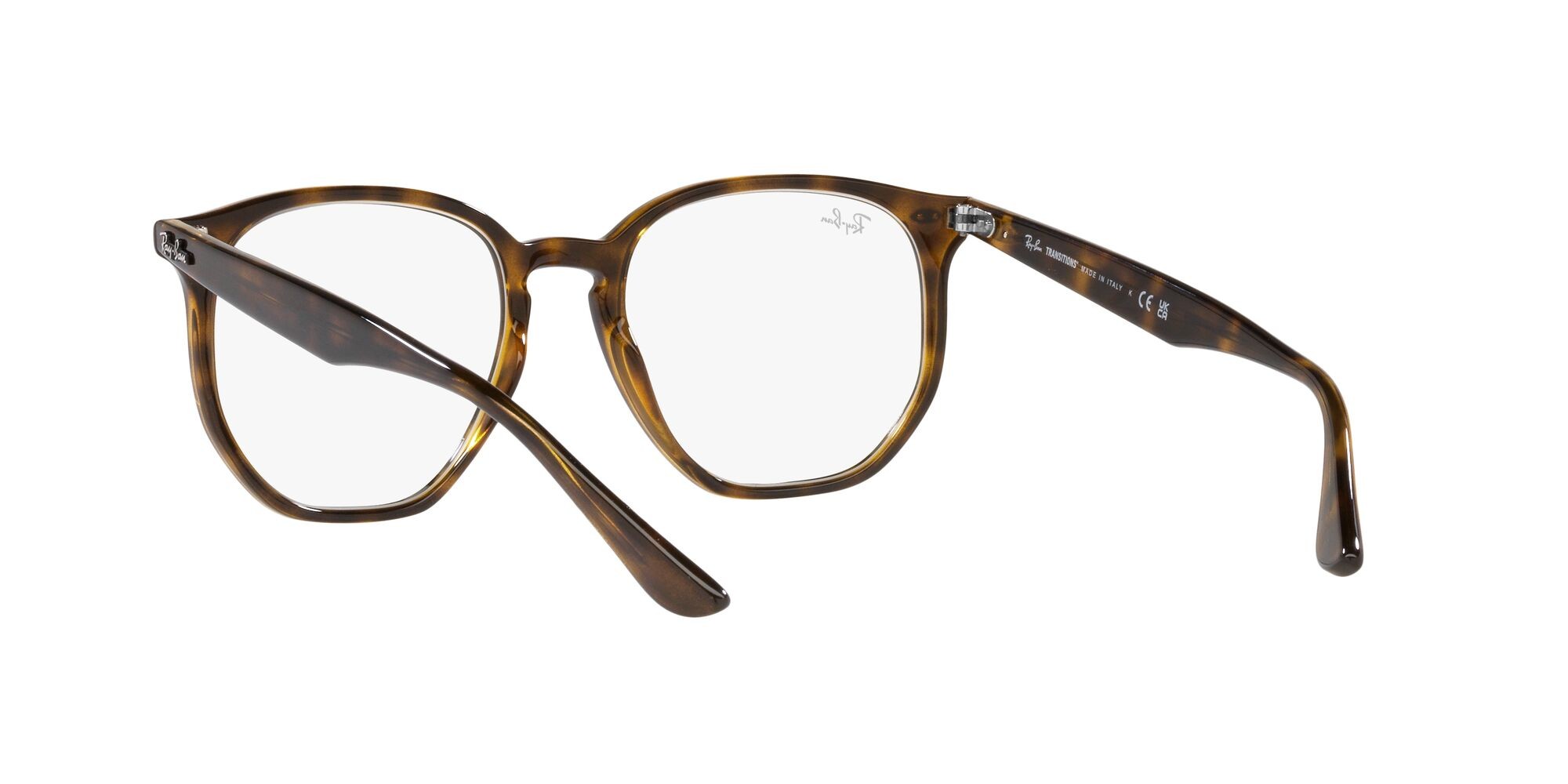 Sunglasses Ray-Ban RB 4306 (710/M1) color havana chiaro shape irregular lenses transitions® g-15 trasparente/verde