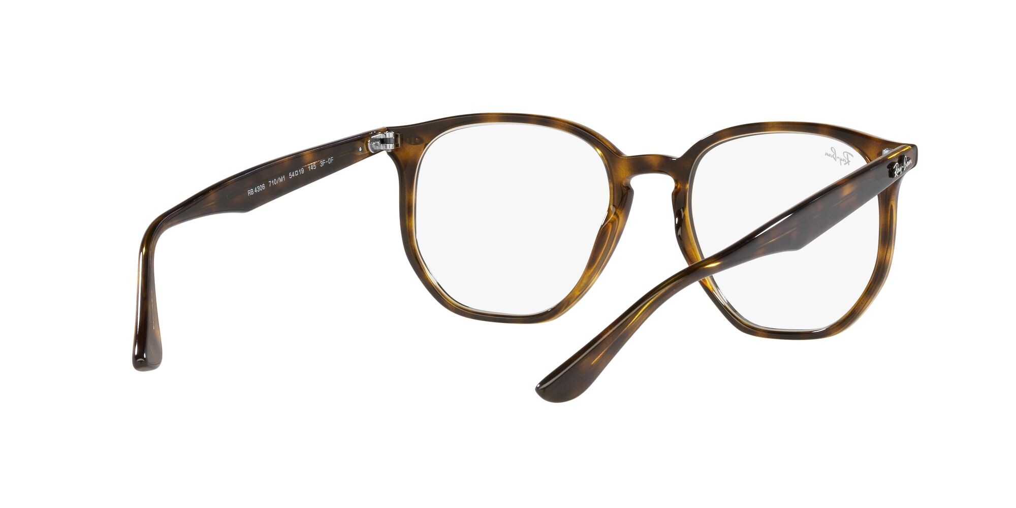 Sunglasses Ray-Ban RB 4306 (710/M1) color havana chiaro shape irregular lenses transitions® g-15 trasparente/verde