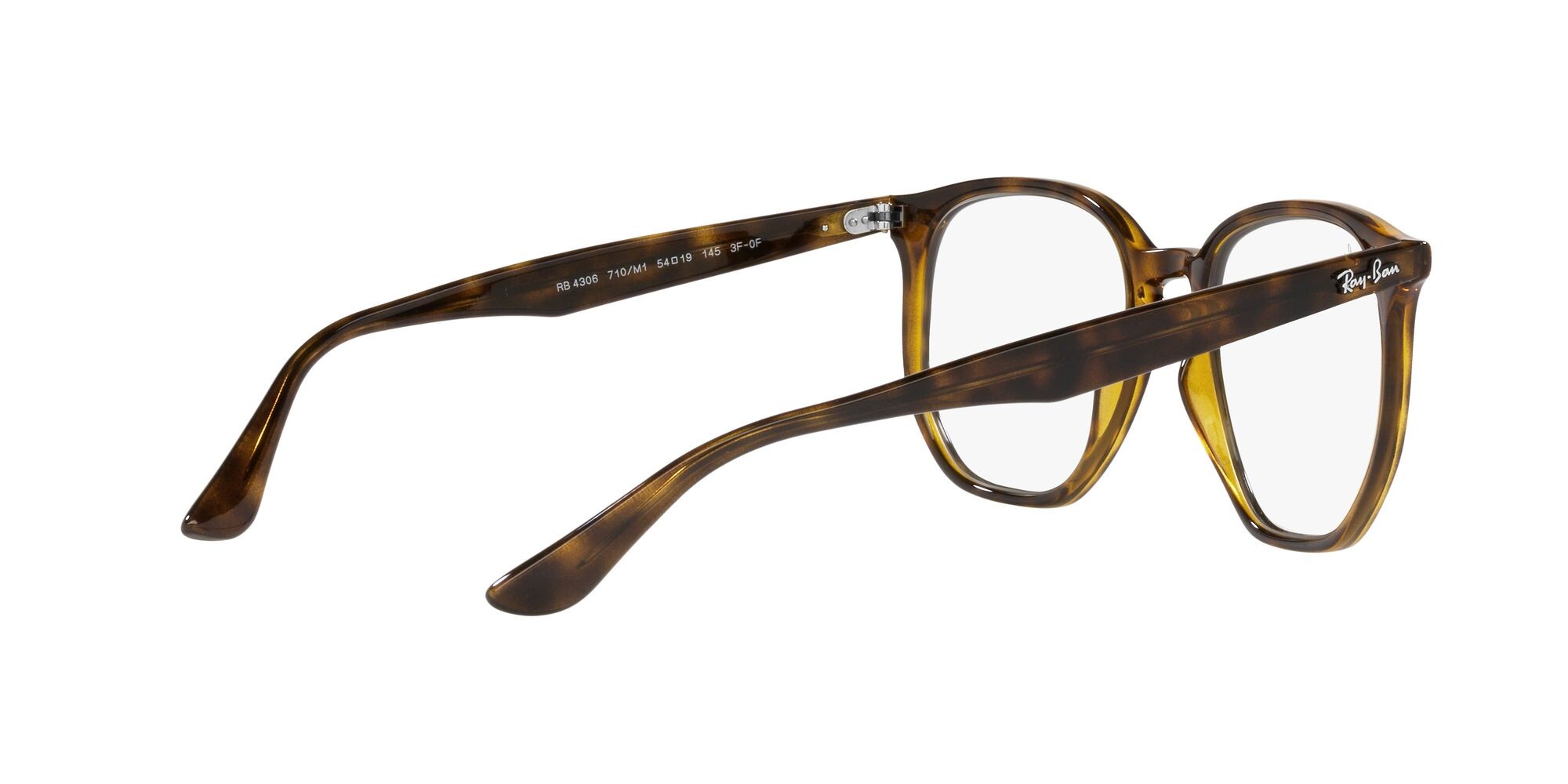 Sunglasses Ray-Ban RB 4306 (710/M1) color havana chiaro shape irregular lenses transitions® g-15 trasparente/verde