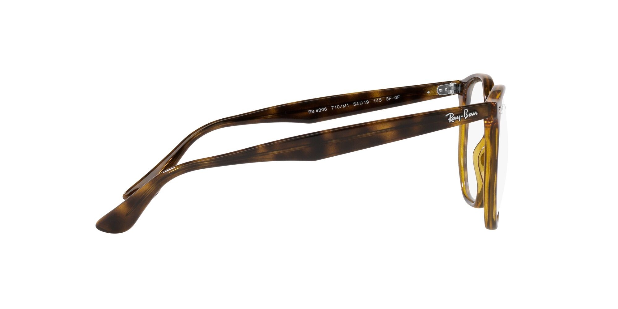 Sunglasses Ray-Ban RB 4306 (710/M1) color havana chiaro shape irregular lenses transitions® g-15 trasparente/verde