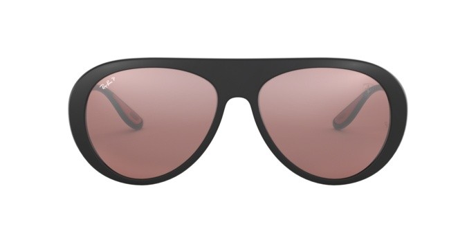Sonnenbrillen Ray-Ban Scuderia Ferrari Collection RB 4310M (F602H2) farbe matte black form aviator gläser purple mirror silver polar