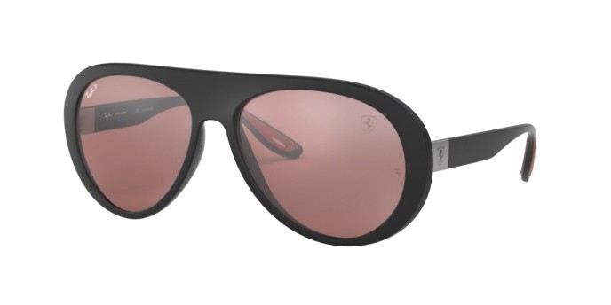 Sonnenbrillen Ray-Ban Scuderia Ferrari Collection RB 4310M (F602H2) farbe matte black form aviator gläser purple mirror silver polar