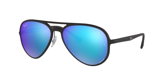 Sonnenbrillen Ray-Ban RB 4320CH (601SA1) farbe matte black form aviator gläser green mirror blue polar
