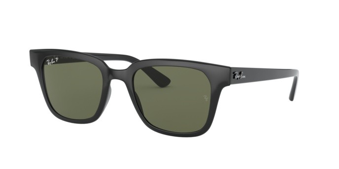 Sunglasses Ray-Ban RB 4323 (601/9A) color black shape square lenses dark green  polar