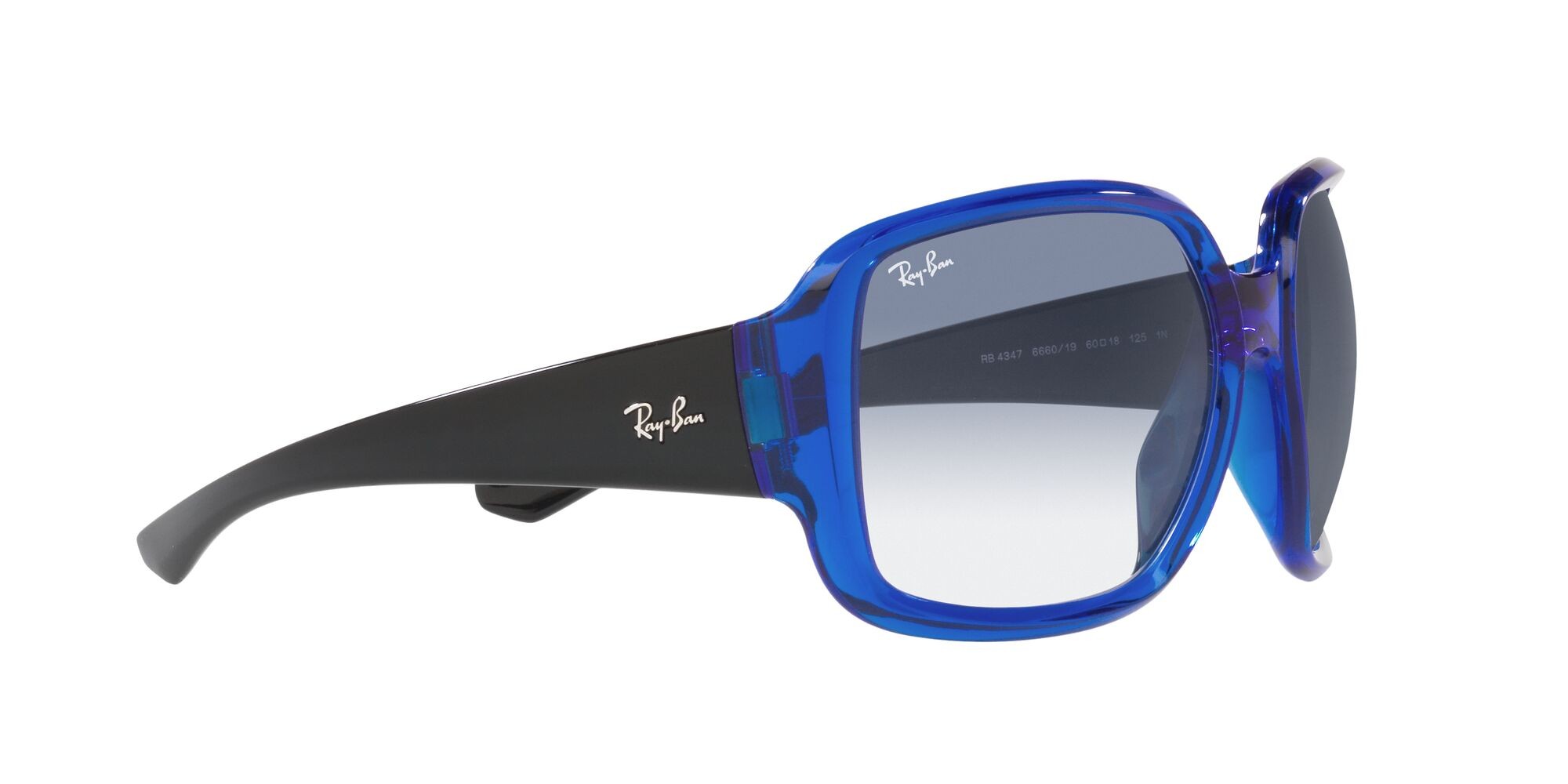 Sonnenbrillen Ray-Ban Powderhorn RB 4347 (666019) farbe blu trasparente form quadratisch gläser sfumato azzurro