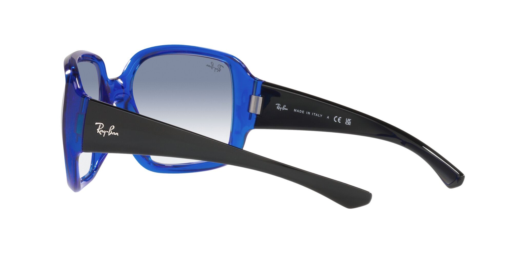 Sonnenbrillen Ray-Ban Powderhorn RB 4347 (666019) farbe blu trasparente form quadratisch gläser sfumato azzurro