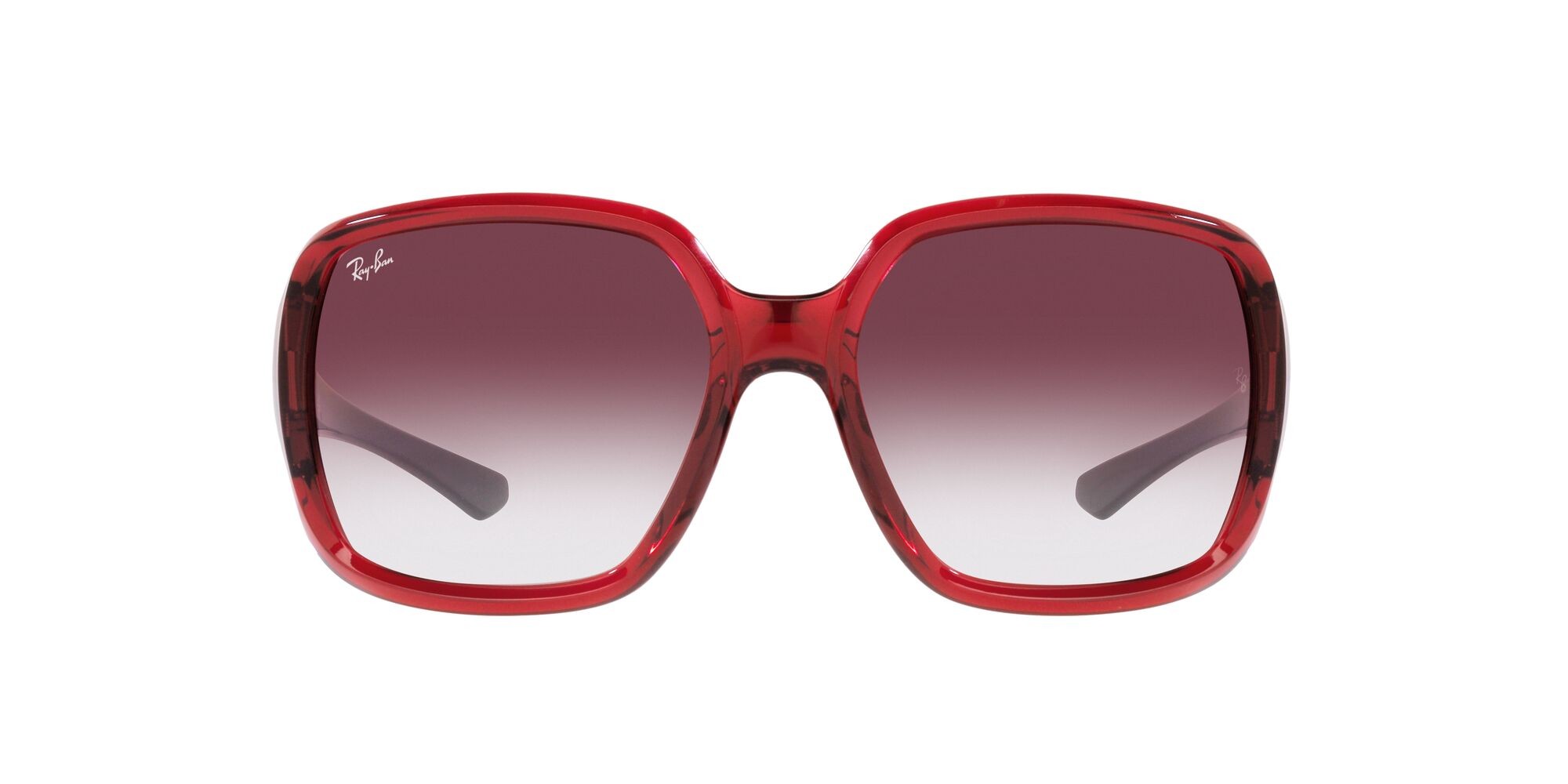 Sonnenbrillen Ray-Ban Powderhorn RB 4347 (66628H) farbe rosso trasparente form quadratisch gläser violetto scuro sfumato