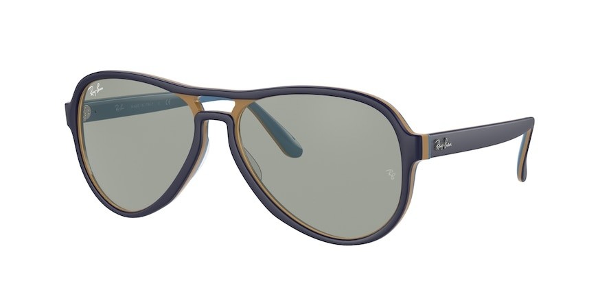 Sonnenbrillen Ray-Ban Vagabond RB 4355 (6546W3) farbe blue creamy light blue form aviator gläser photo grey mirror grey