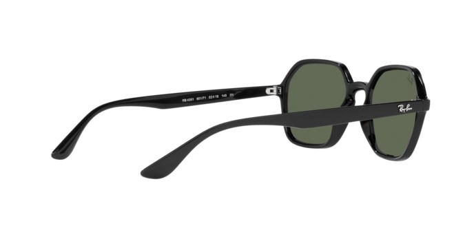 Occhiali da sole Ray-Ban RB 4361 (601/71) colore black forma irregolare lenti dark green