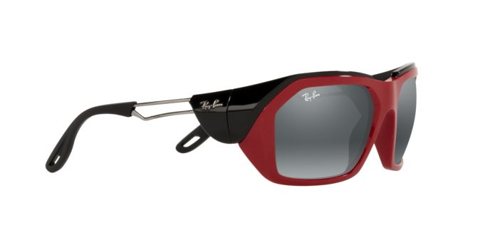 Sonnenbrillen Ray-Ban Scuderia Ferrari Collection RB 4367M (F6636G) farbe red form unregelmäßig gläser grey mirror silver gradient