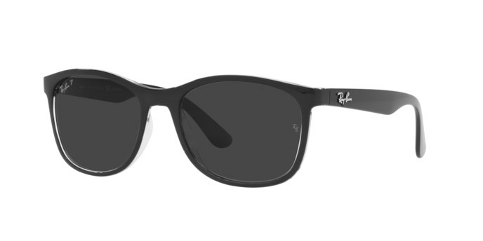 Sonnenbrillen Ray-Ban RB 4374 (603948) farbe black on transparent form quadratisch gläser polar black