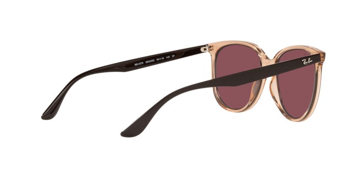 Sonnenbrillen Ray-Ban RB 4378 (66025Q) farbe transparent brown form quadratisch gläser purple polar