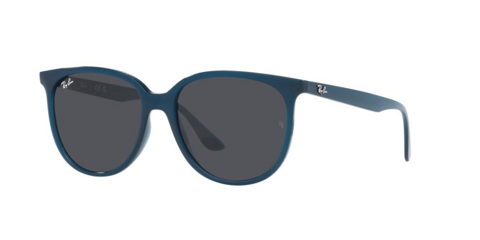 Occhiali da sole Ray-Ban RB 4378 (669487) colore blu opale forma quadrato lenti grigio scuro