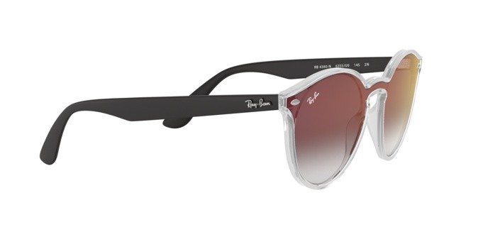 Sonnenbrillen Ray-Ban RB 4380N (6355U0) farbe matte trasparent form pantos gläser grey gradient mirror red