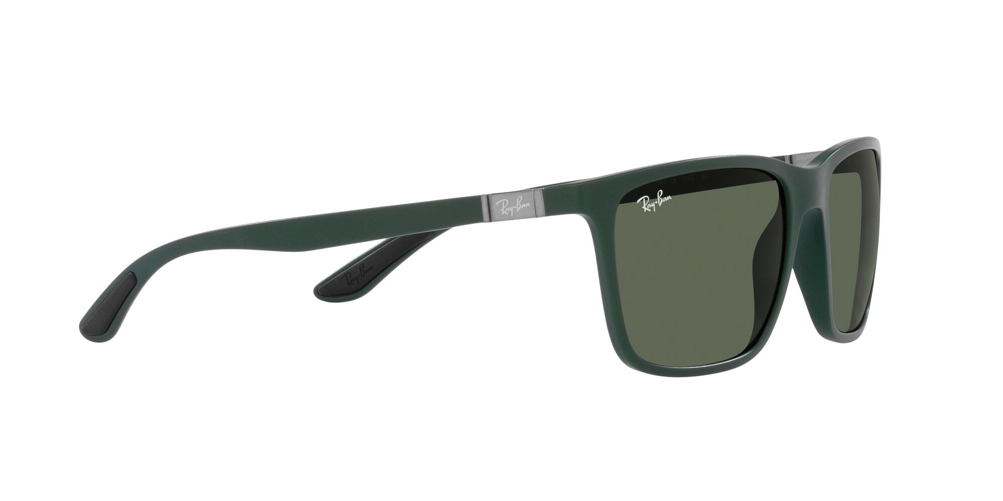 Occhiali da sole Ray-Ban RB 4385 (665771) colore verde opaco forma rettangolare lenti verde scuro