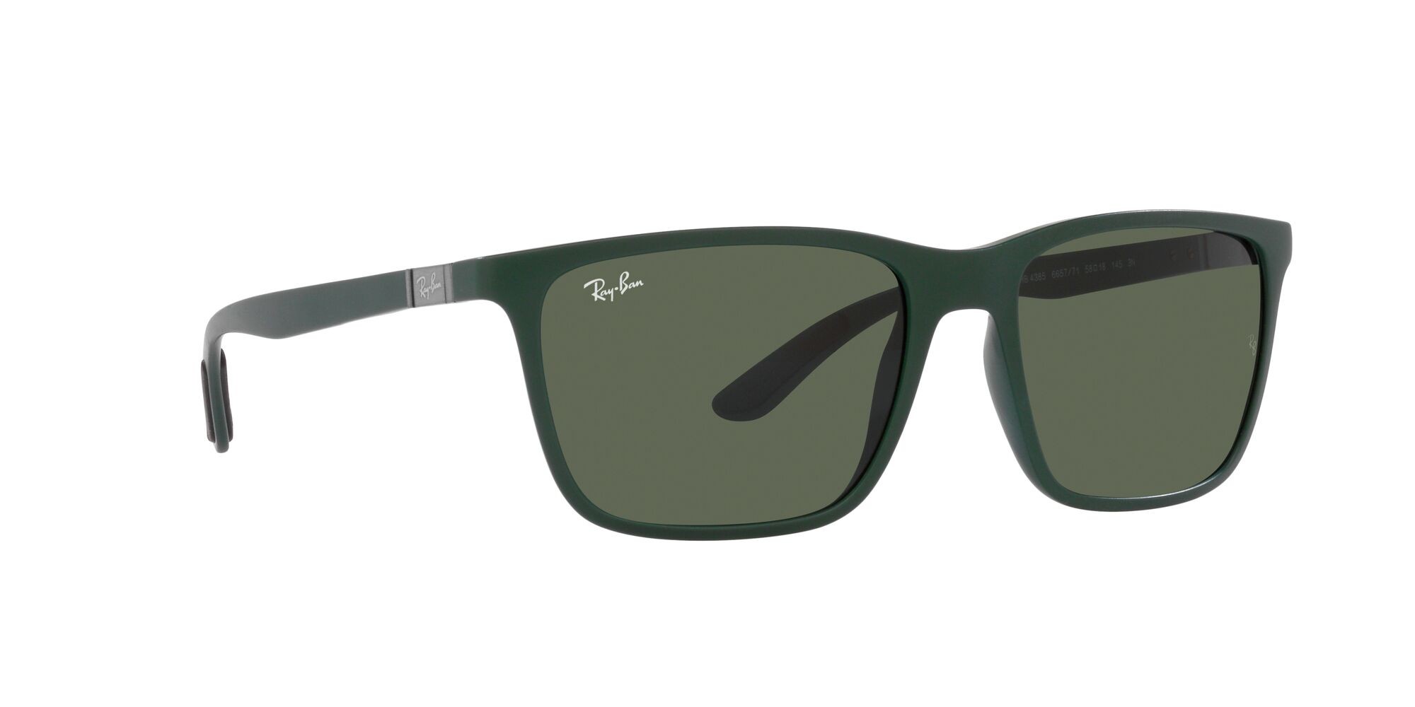 Occhiali da sole Ray-Ban RB 4385 (665771) colore verde opaco forma rettangolare lenti verde scuro