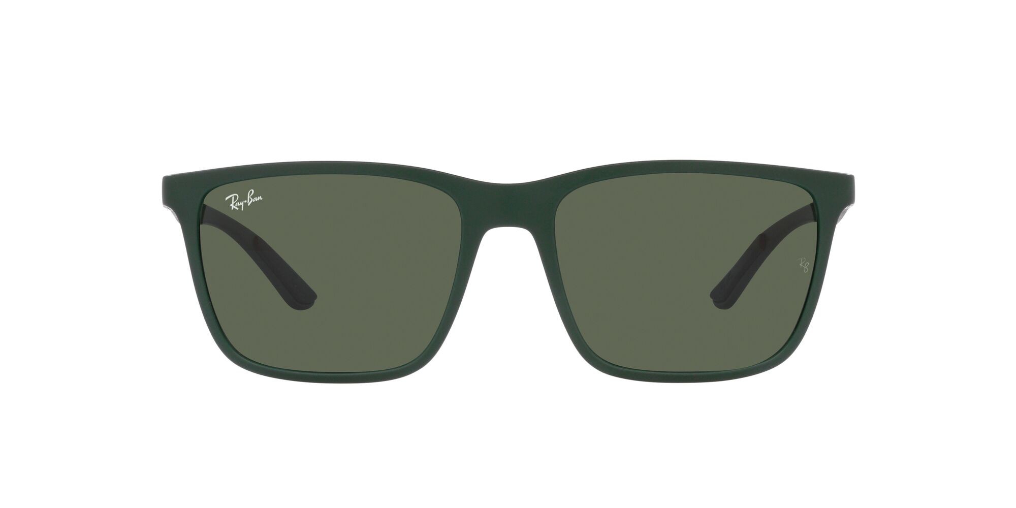 Occhiali da sole Ray-Ban RB 4385 (665771) colore verde opaco forma rettangolare lenti verde scuro