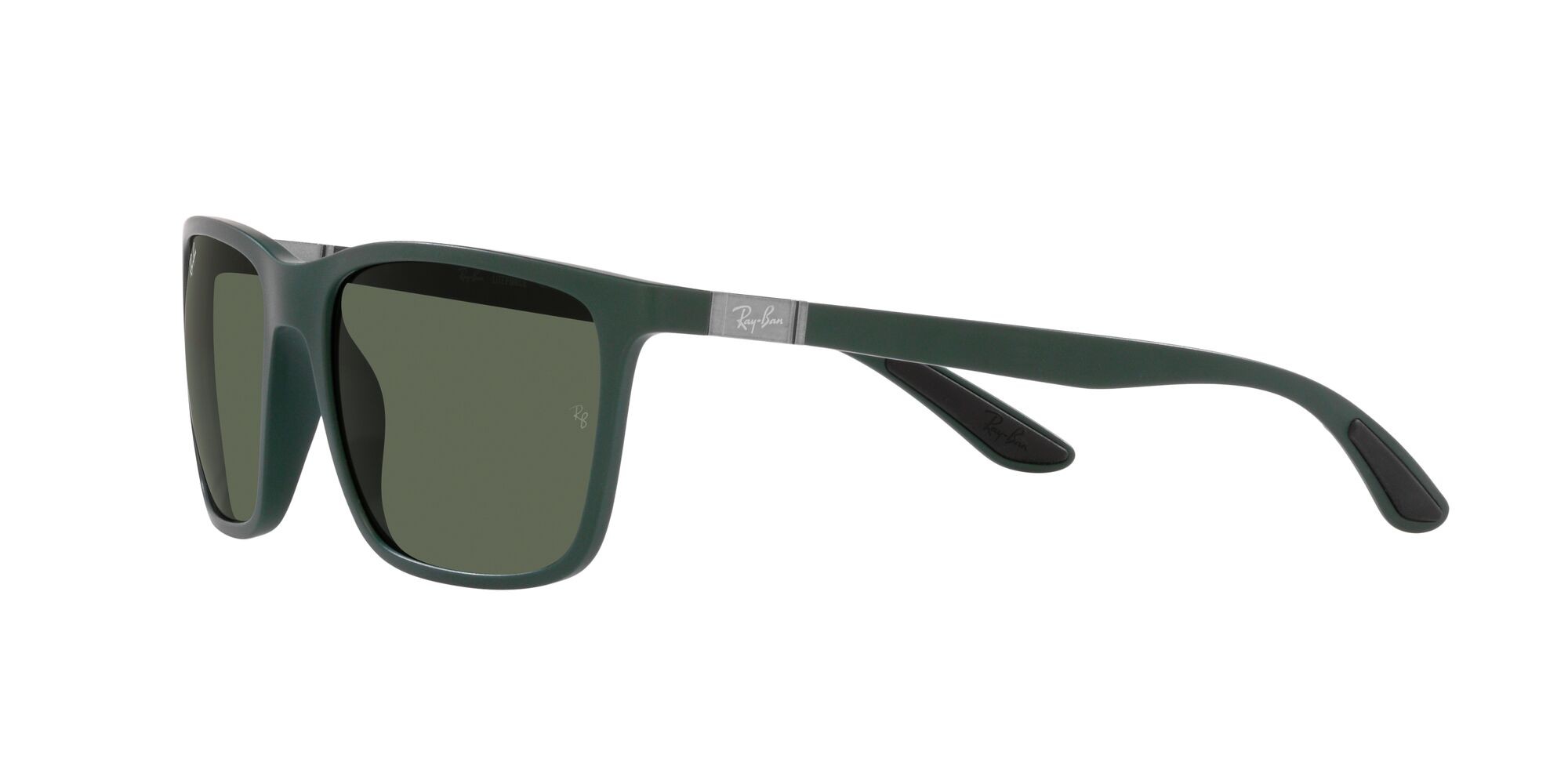 Occhiali da sole Ray-Ban RB 4385 (665771) colore verde opaco forma rettangolare lenti verde scuro