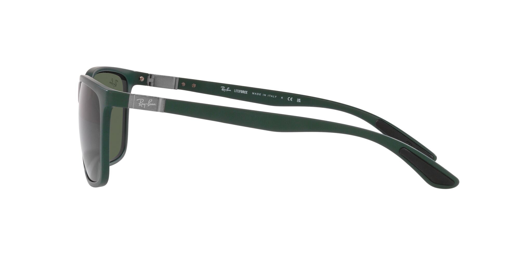 Occhiali da sole Ray-Ban RB 4385 (665771) colore verde opaco forma rettangolare lenti verde scuro