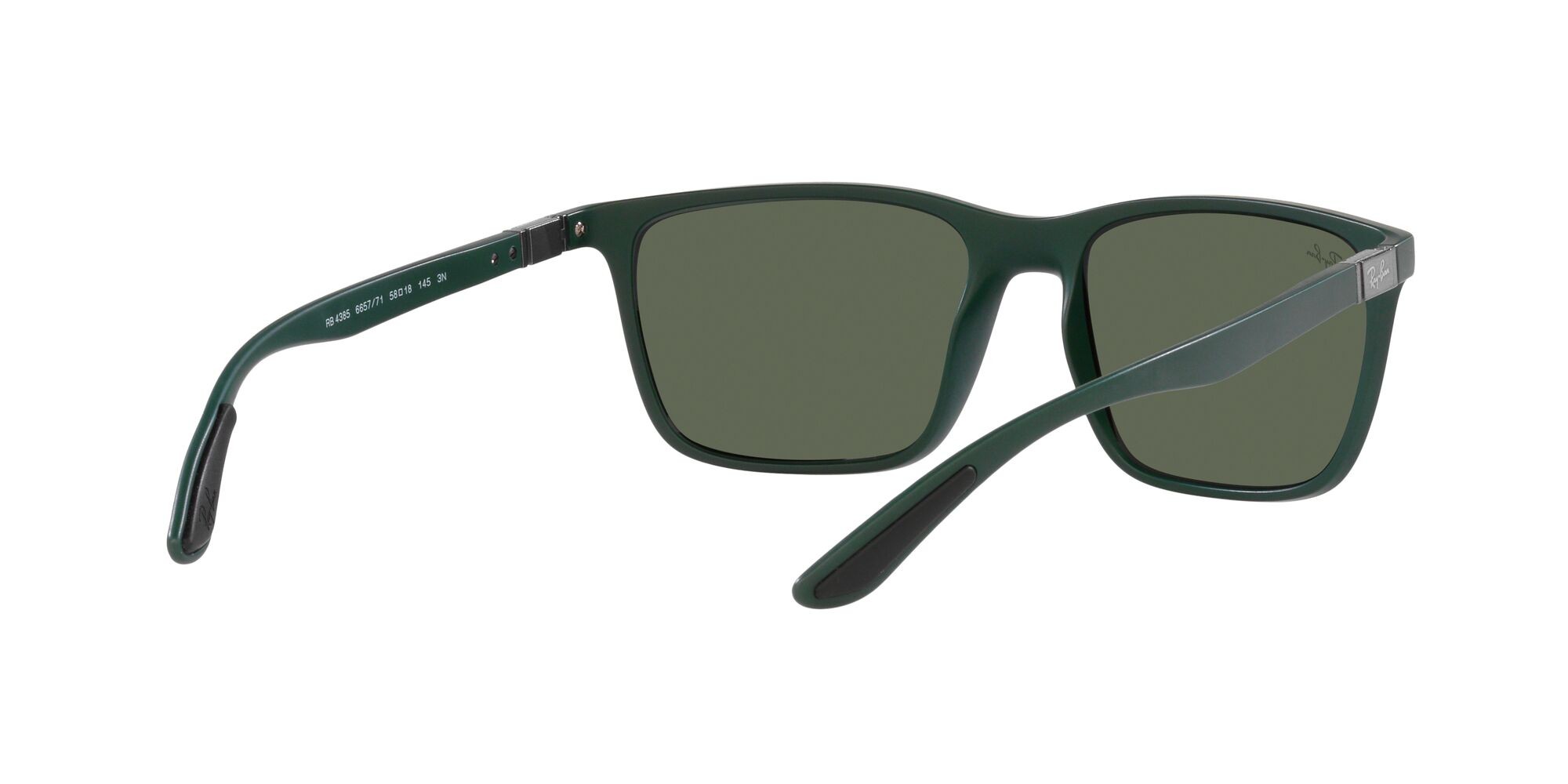 Occhiali da sole Ray-Ban RB 4385 (665771) colore verde opaco forma rettangolare lenti verde scuro