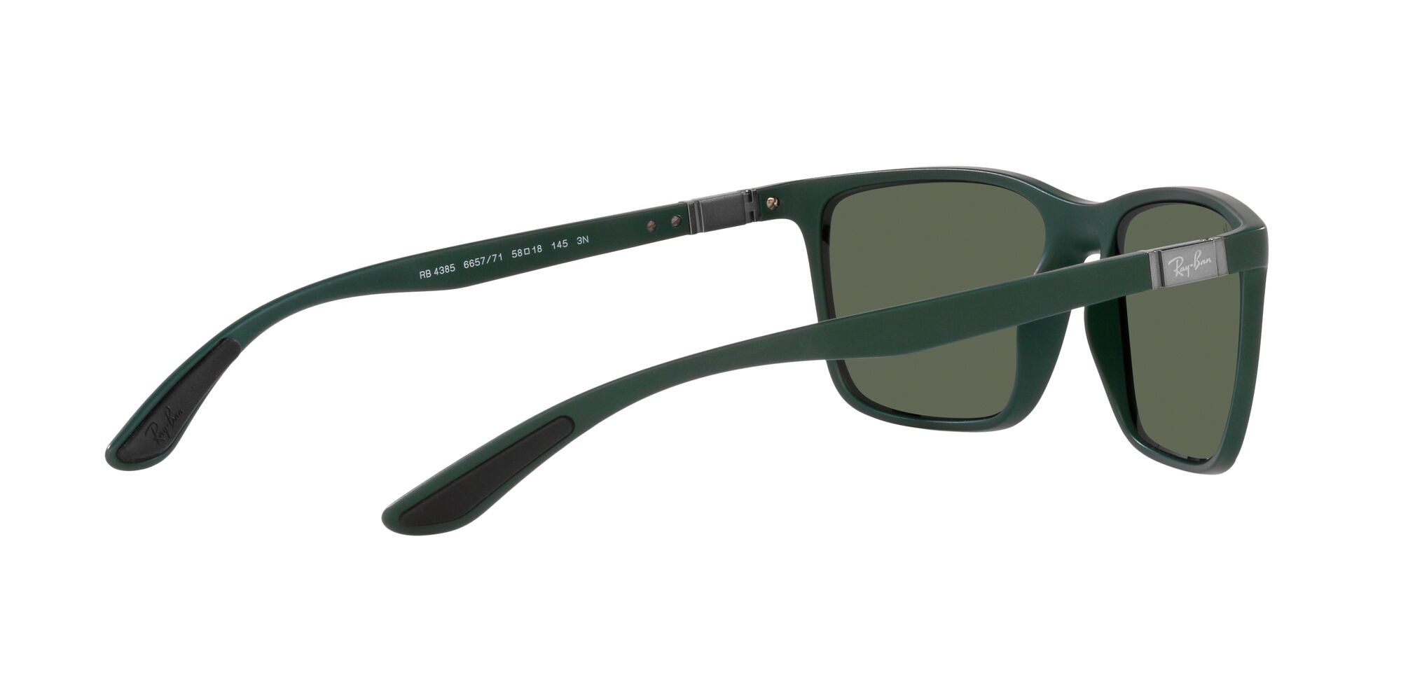 Occhiali da sole Ray-Ban RB 4385 (665771) colore verde opaco forma rettangolare lenti verde scuro