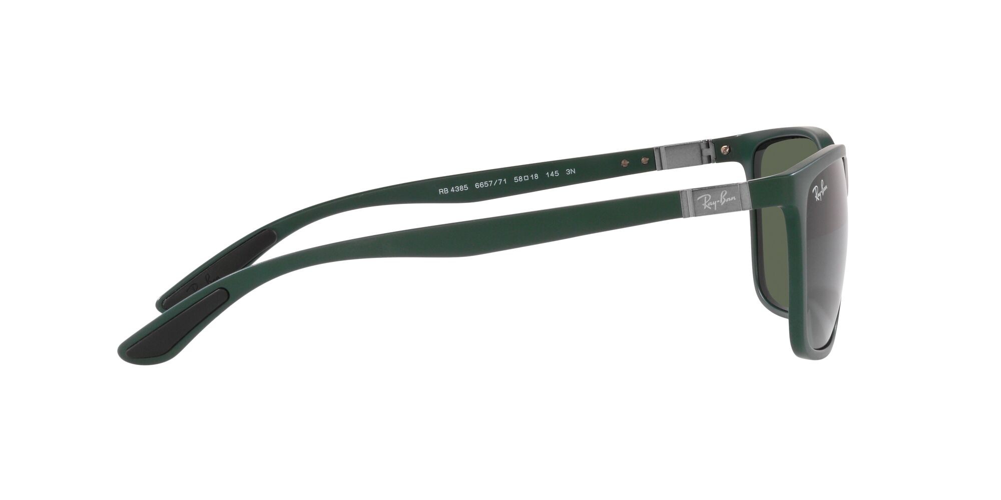 Occhiali da sole Ray-Ban RB 4385 (665771) colore verde opaco forma rettangolare lenti verde scuro