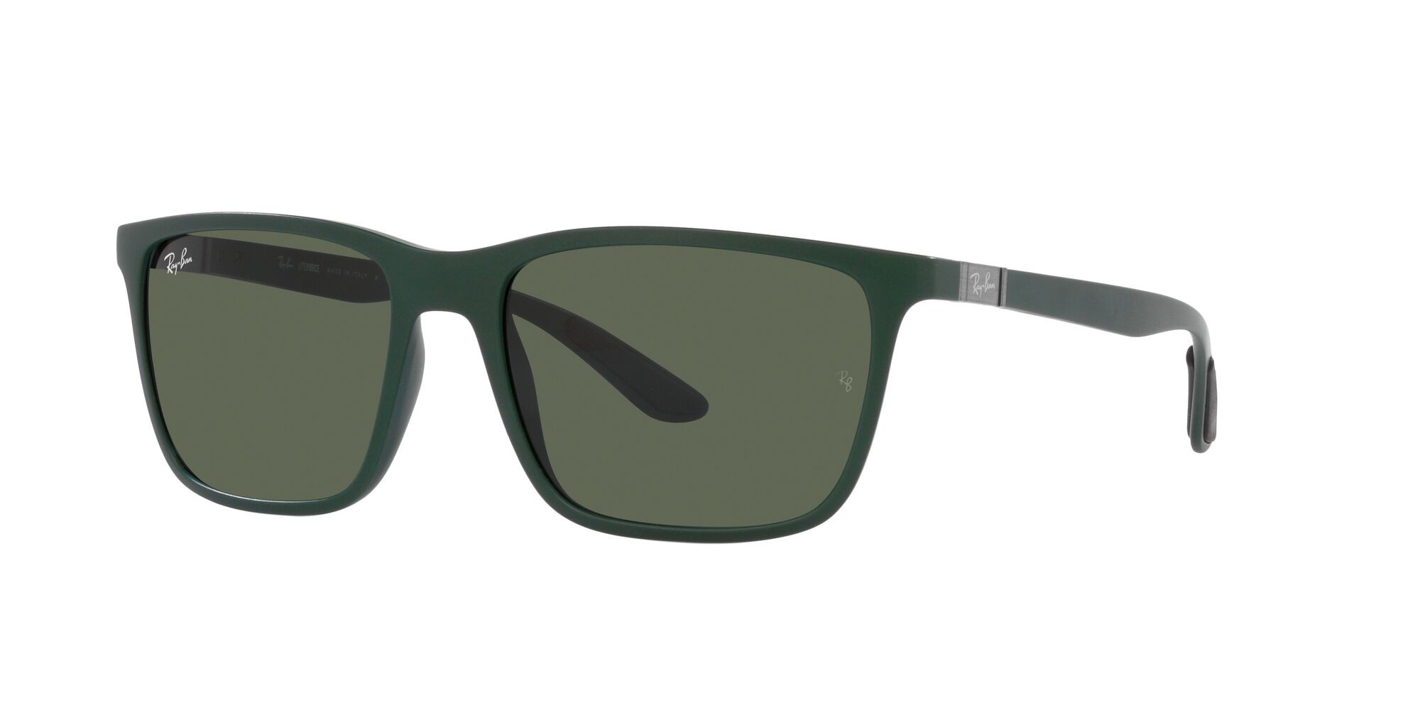 Occhiali da sole Ray-Ban RB 4385 (665771) colore verde opaco forma rettangolare lenti verde scuro